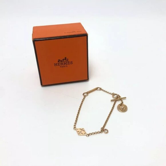 HERMES Bracelet Gunbird Clou de Sel H Logo Bar Toggle Clasp Accessories Bracelet - Picture 2 of 11